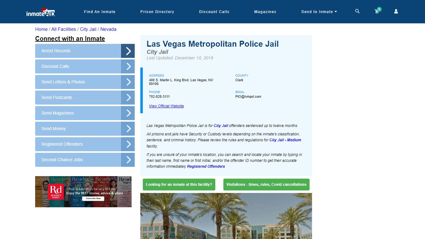 Las Vegas Metropolitan Police Jail | Inmate Locator